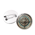 Broche boussole nautique vintage avec une finition cuivre antique et dôme de verre - Argent-Style 3