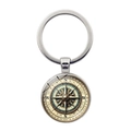 Vintage nautischer Kompass Schlüsselanhänger mit Silberlegierung und Glasanhänger - Silber-Stil 4