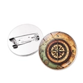 Broche boussole nautique vintage avec motif de carte maritime sous dôme en verre - Argent-Style 9