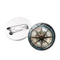 Broche boussole nautique vintage avec épingle et design classique en cabochon de verre. - Argent-Style 10