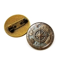 Broche boussole nautique en bronze vintage avec motif de carte et épingle de sûreté - Bronze-Style 6