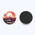 Detail of 25mm round glass fridge magnets featuring Japanese Fuji mountain artwork - Sunset Bird Snowy Mountain Style(JY9464-10)