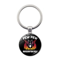 Porte-clés chat noir avec lunettes et pistolets sur fond de coucher de soleil - Argent-Gentleman Bouledogue (Argent-9)