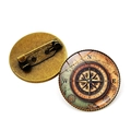 Broche boussole nautique vintage avec finition en bronze et dôme de protection en verre - Bronze-Style 9