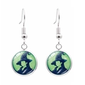 Orecchini pendenti con silhouette strega Elphaba Glinda e vetro cabochon verde - Stile Silhouette Strega Verde (JY009468-2)