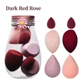 Kit d'éponges à maquillage Rose Rouge Foncé avec 7 éponges et bocal - Style Bouteille Marguerite / Rose Rouge Foncé
