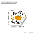 Hello Autumn pumpkin wall sticker with wheat ears, 30x30cm PVC window cling for fall decor - Hello Autumn Pumpkin Style (C18503-NC)