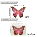 Detail showing 3D butterfly wall stickers dimensions and packaging size for home decor - Pink Gradient Set (PY7064)
