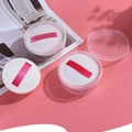 Set de 3 borlas de maquillaje de malvavisco con cinta rosa y estuche redondo transparente - Cinta Roja Redonda (Caja Individual) / Blanco
