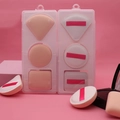 Set de tres borlas de maquillaje Rubycell tipo marshmallow con cinta y estuche - Blanco