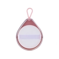 White non-latex round cushion puff with ribbon handle in a clear teardrop storage case - Cushion Puff Style (Two Pieces With Box)