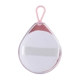 Portable white cushion powder puff in clear teardrop case with pink silicone loop - Ultra Soft Powder Puff Style (With Box)