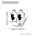 Cartoon cute face wall sticker with 30x30cm size for bathroom or fridge decor - Playful Tongue Style (M10117) / 30x30cm