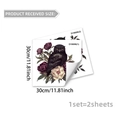 Watercolor owl and floral glass window stickers, set of two 30x30cm static decals - Owl Floral Style (D18698)