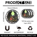 3-pack waterproof magnetic camping signs with forest bear design, 3.94 inch diameter - Camping Safety Bear (CLT18000)