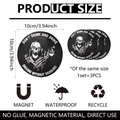 Detail showing 10cm diameter measurements and magnetic waterproof features of 3PCS skull magnet set - No Drinking Skull (CLT18001)