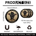 Detailed view of 10cm anti-war magnetic stickers set featuring peace slogans and soldier icons - World Peace Warrior (CLT18002)