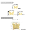 Detailed size guide for 12pcs gold mirror 3D butterfly wall stickers showing three dimensions - Gold Mirror Butterfly (PJ7521)