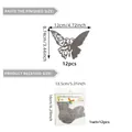 Detailed size specifications for 3D silver butterfly wall stickers in sets of 12 pieces - Grey Glitter Butterfly (PJ7522)