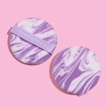 Set of 2 purple marble cushion puffs with 'I'm Purple potato' ribbon for makeup - Round Shape Single Pack