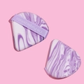 Dual-color marble triangle makeup puff in purple with an I am Purple potato satin strap - Triangle Shape Single Pack