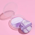 Purple marble dual-color cushion puff set with transparent storage box and silk strap - Boxed Teardrop Shape Set