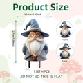 Garden gnome garden stake 2D acrylic decor with blue hat and wizard design dimensions - Blue Wizard Style (DC10037)