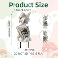 Detailed size chart of the 2D green elf garden stake showing 23cm height and 12cm width - Pink Winged Fairy with Flower Crown (DC10039)