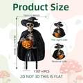 Detailed dimensions of 2D Halloween skeleton stakes with wizard hat and pumpkin design - Skeleton with Hat and Pumpkin Stake (DC16003)