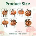 Detailed size chart for 5pcs 2D Halloween pumpkin garden stakes with measurements - Set of 5 Funny Expression Pumpkins (DC11062)