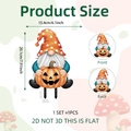 2D Halloween gnome garden stake with pumpkin, featuring size specs and 2D flat design details - Gnome Holding Pumpkin Style (DC10022) / 15.4x20.1cm