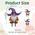 Detailed size chart for 2D flat PVC Halloween gnome garden stake in purple wizard hat - Purple Wizard Hat Gnome Style (DC10023) / 19.4x18.9cm