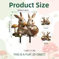 Detailed size chart of 2D flat rabbit and mushroom garden stake with dimensions in cm and inch - Two Rabbits with Basket (DC10060)