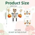 Halloween PVC garden stake with skeleton holding pumpkins, 2D flat decorative design - Skeleton with Pumpkins Style (DC10025) / 18.2x12.3cm