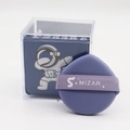 Detail of lavender teardrop makeup sponge and clear acrylic storage box with design - Light Purple Sponges And Storage Box / Lavender