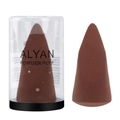 Dark brown makeup sponge with flat base and transparent cylindrical storage container - Snowflake Cylinder Case / Conical Cut / Brown