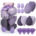 Set de 14 éponges de maquillage violettes en pot transparent avec formes variées de mélange - ALYAN Violet
