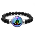 Yoga chakra beaded bracelet with black onyx stones and seven chakra meditation charm - Meditator Chakra Style (JY009446-1)