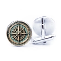 Vintage Nautik Kompass Manschettenknöpfe für Herrenhemden in polierter Silberoptik - Nautischer Kompass-3 (JY009455-3)