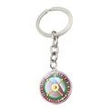 Porte-clés de roulette de casino avec chaîne en argent et cadran de jeu coloré - Motif de roulette européenne 1 (JY009493-1)