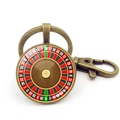 Vue détaillée du porte-clés roulette en bronze avec chiffres colorés et fermoir homard - Style de Roulette Bronze 6 (Bronze-1)