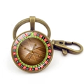 Détail d'un porte-clés roulette de casino en bronze avec fermoir mousqueton robuste - Style de Roulette Bronze 4 (Bronze-1)