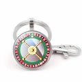 Porte-clés roulette avec fermoir homard et cadran rotatif en métal argenté poli - Style de Roulette Argent 1 (Argent-1)