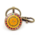 Porte-clés roulette de casino vintage avec fermoir mousqueton en alliage de bronze - Style de Roulette Bronze 12 (Bronze-1)