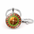 Porte-clés roulette de casino argenté avec numéros rouges et noirs et un mousqueton - Style de Roulette Argent 3 (Argent-1)