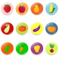 Set de 12 imanes para nevera de cristal con diseños vibrantes de frutas y verduras - 25mm / Fresa Manzana Pera Maíz Calabacín Tomate Berenjena Calabaza Gisante Zanahoria Pimiento Y Remolacha