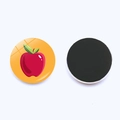 Round magnetic fridge magnet with red apple illustration and glossy glass finish - 25mm / Apple