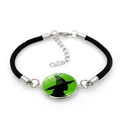 Dettaglio del braccialetto intrecciato con cabochon in vetro silhouette strega Elphaba - Stile Silhouette di Strega (Nero-1) / Nero