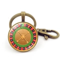 Porte-clés roulette de casino créatif en bronze vintage avec fermoir mousqueton - Style de Roulette Bronze 2 (Bronze-1)