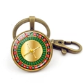 Porte-clés roulette de casino en bronze antique avec fermoir mousqueton et cadran numéroté - Style de Roulette Bronze 7 (Bronze-1)